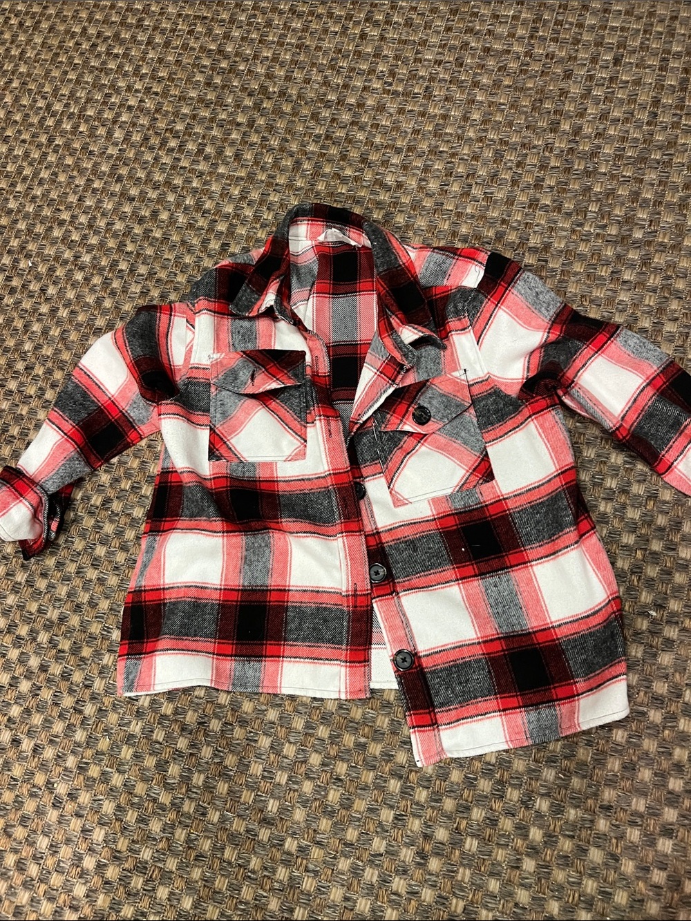 Steve Madden Red Black and White Plaid Button-Down Shirt